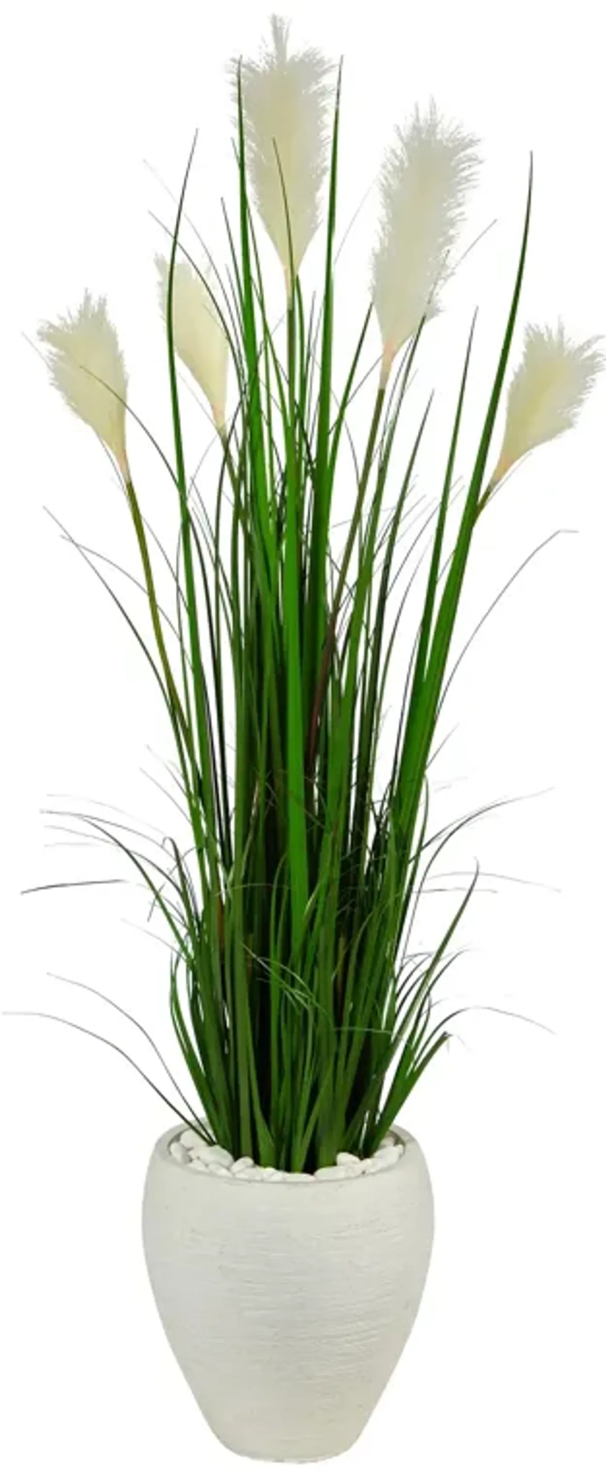 Hivvago 4.5" Wheat Plum Grass Artificial Plant in White Planter