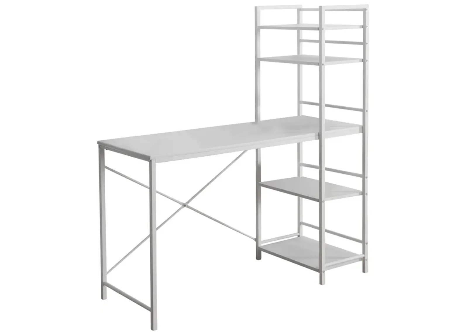 Monarch Specialties I 7165 Computer Desk, Home Office, Laptop, Storage Shelves, 48"L, Work, Metal, Laminate, White, Contemporary, Modern