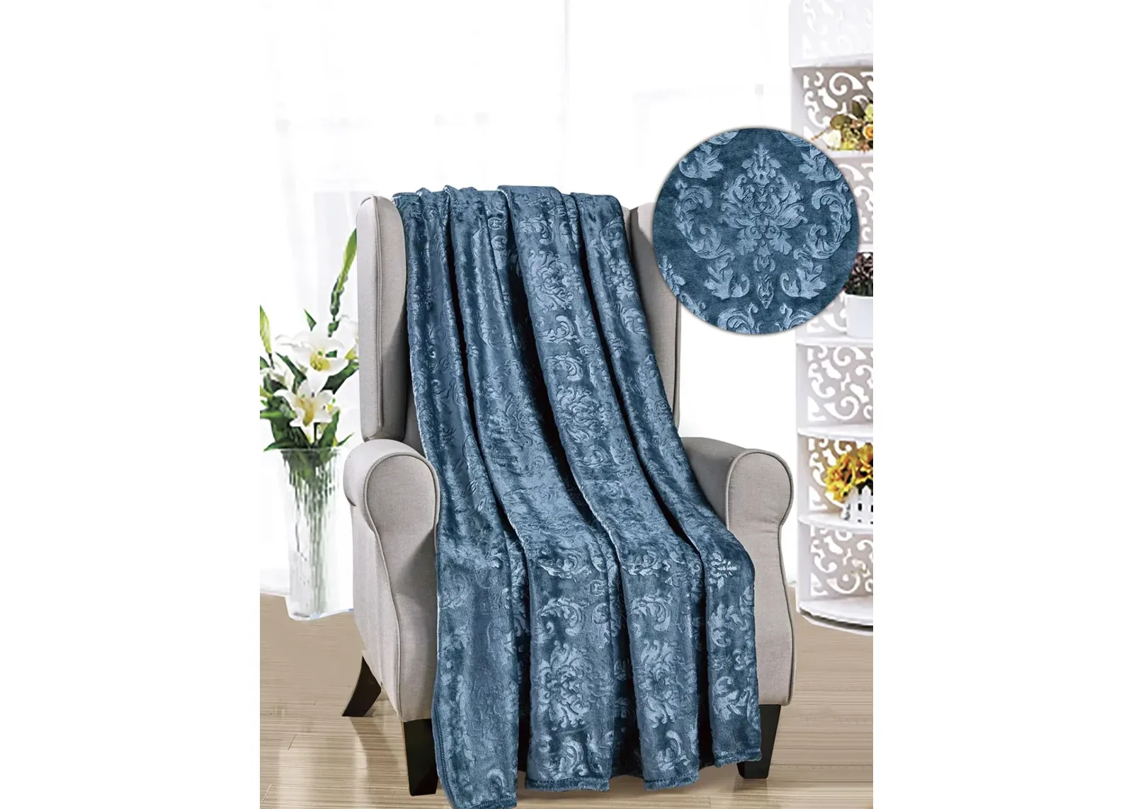 Versailles Ultra Soft Plush Contemporary Embossed Pattern All Season 50" x 60" Throw Blanket