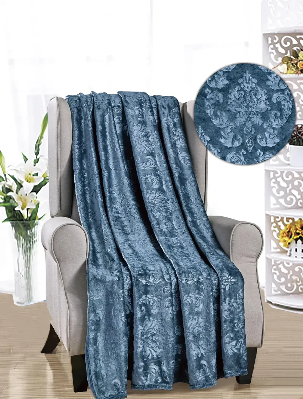 Versailles Ultra Soft Plush Contemporary Embossed Pattern All Season 50" x 60" Throw Blanket