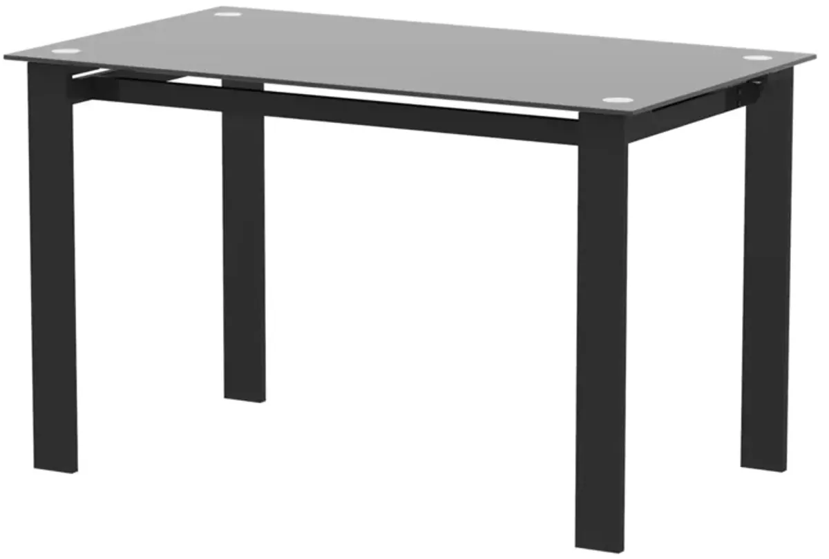 Tansole 47.3 in. Rectangle Black Glass Top With Metal Frame (Seat 4)