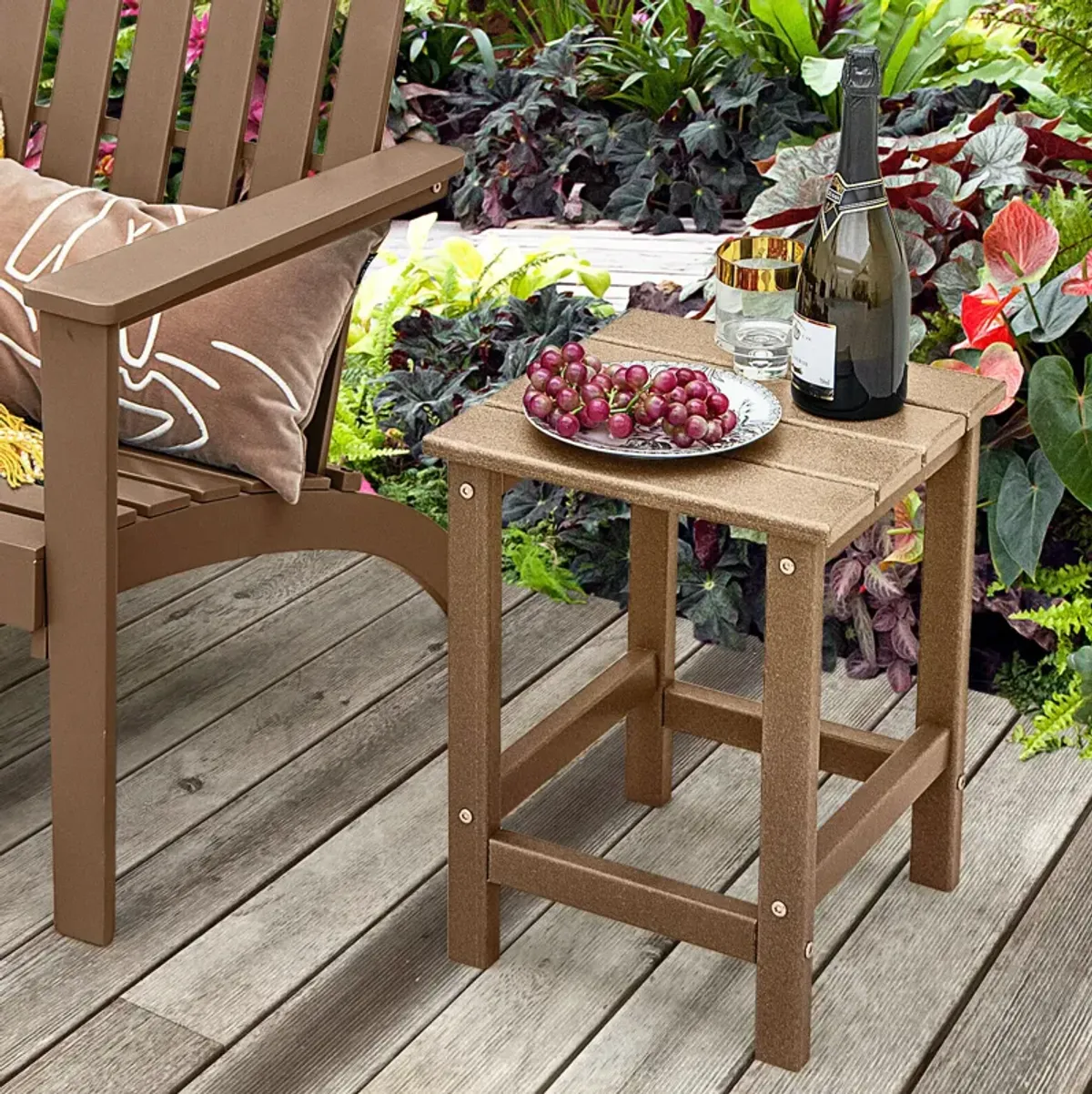 14 Inch Square Weather-Resistant Adirondack Side Table