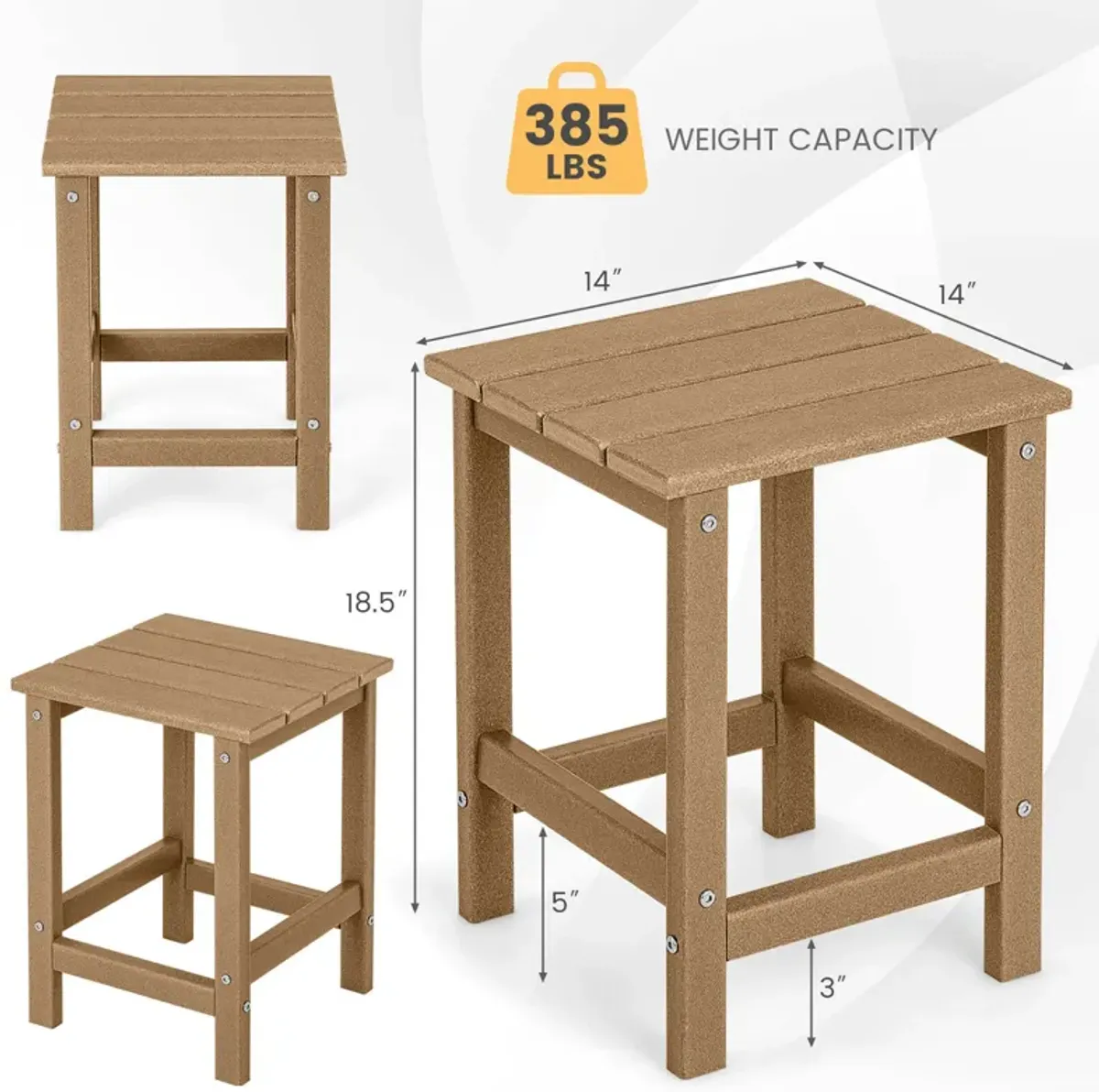 14 Inch Square Weather-Resistant Adirondack Side Table