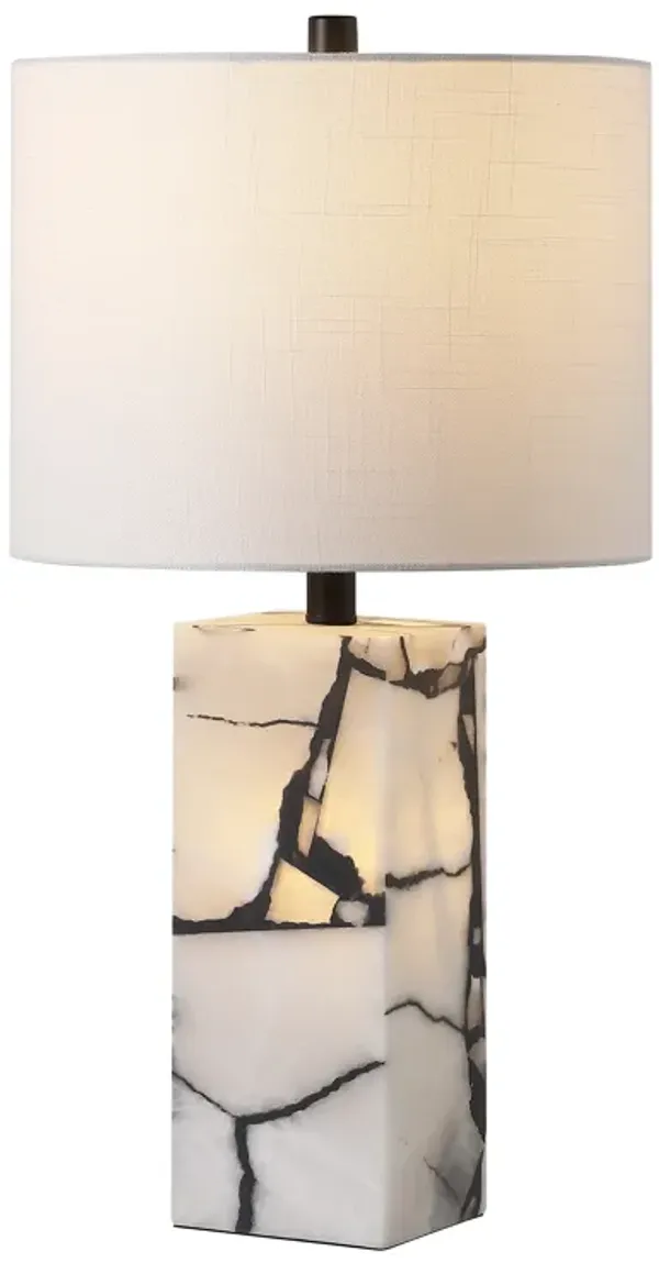 Elizabeth 24.25" Contemporary Coastal Alabaster LED Table Lamp with Body Night Light