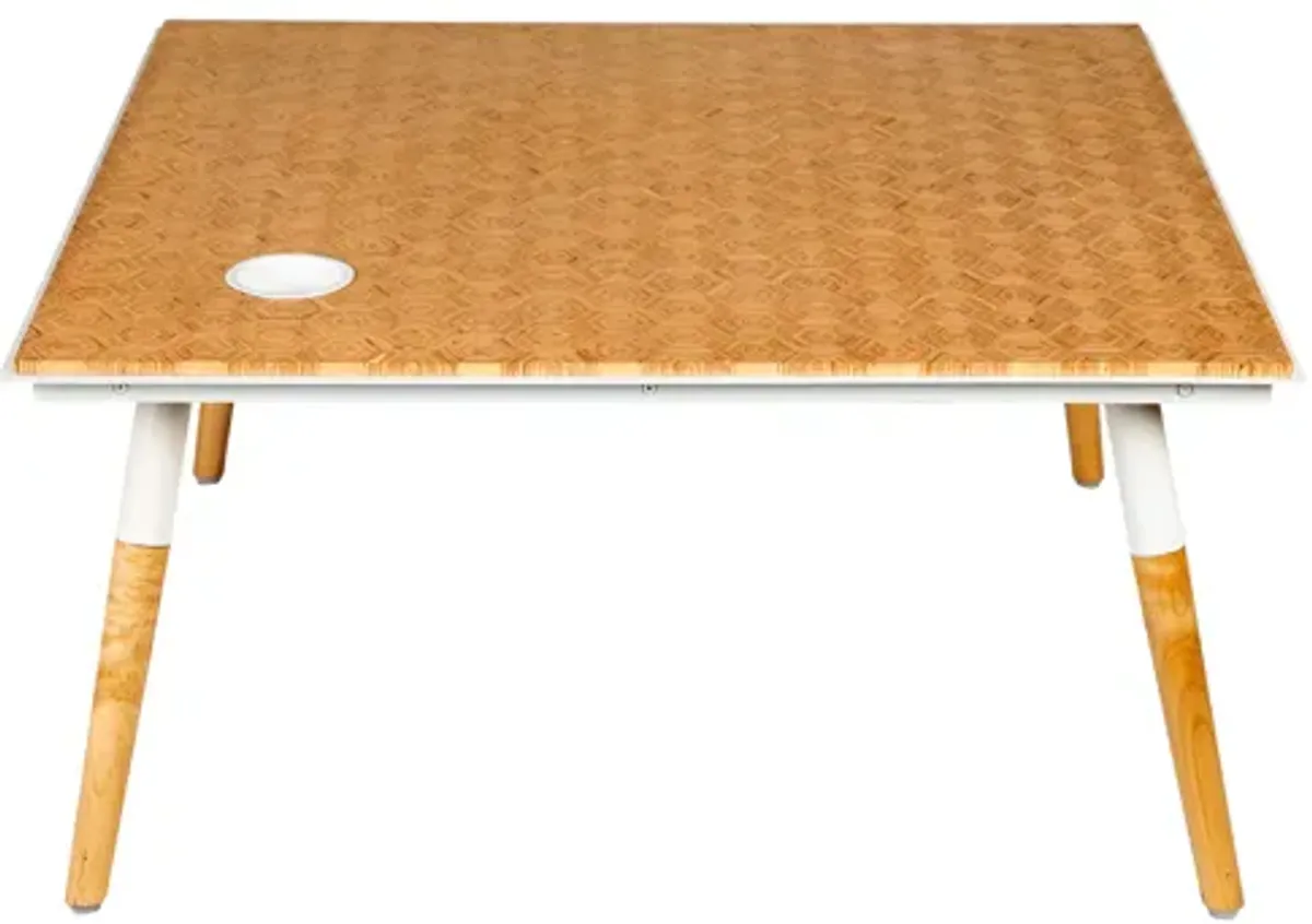 Paige 31 Inch Illusion Rectangular Wooden Coffee Table, Wood Brown, White-Benzara