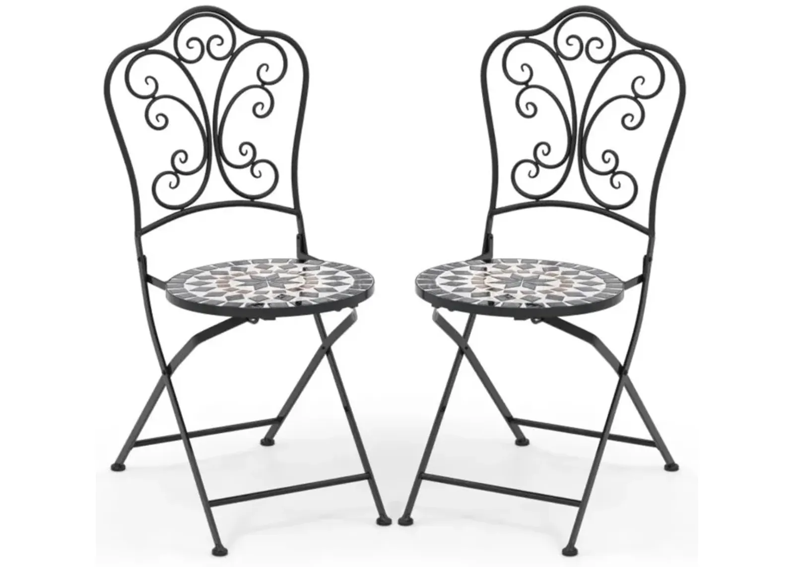 Hivvago Set of 2 Patio Mosaic Chairs Metal Folding Chairs