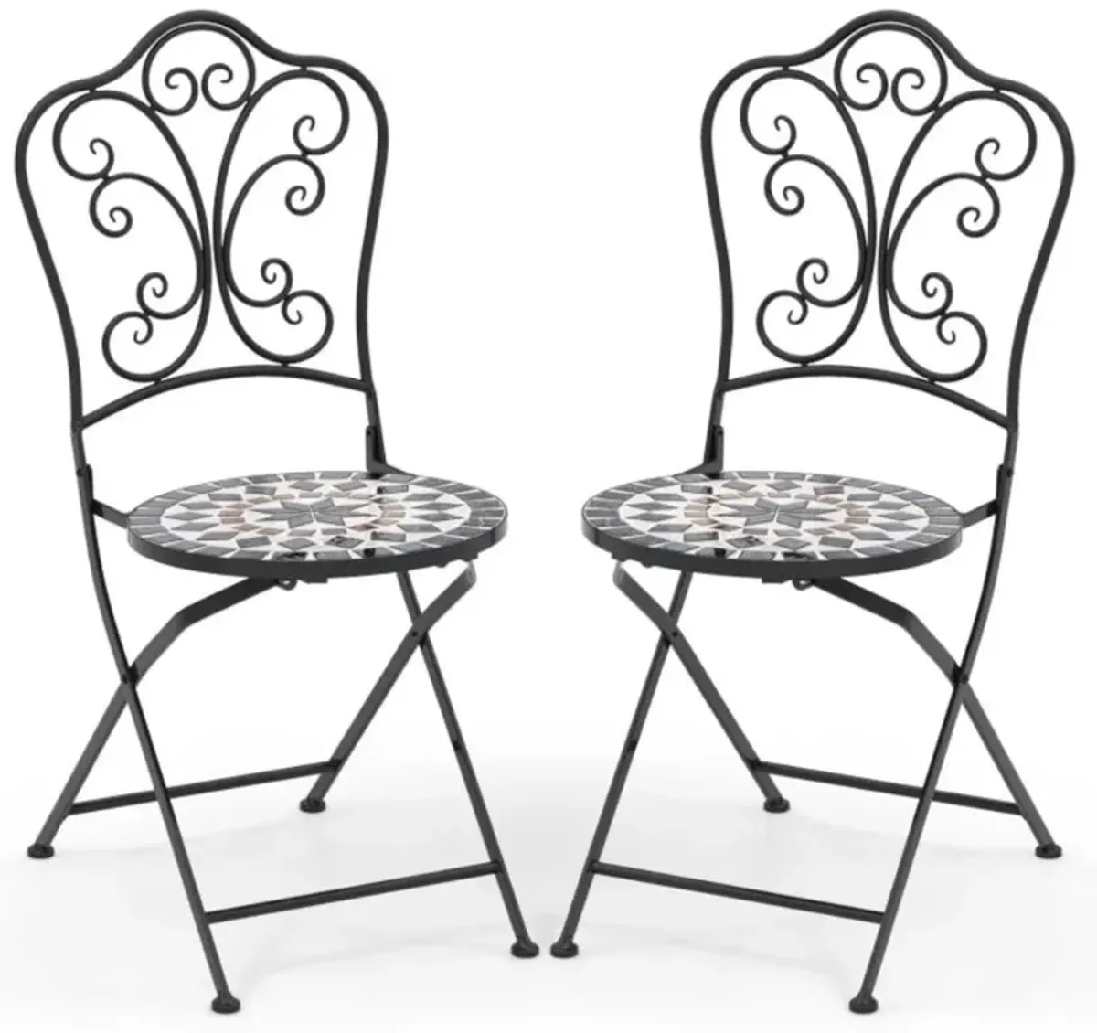 Hivvago Set of 2 Patio Mosaic Chairs Metal Folding Chairs