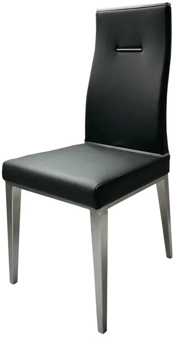Black Dining Chair With Brushed Stainless Steel, Set Of 4