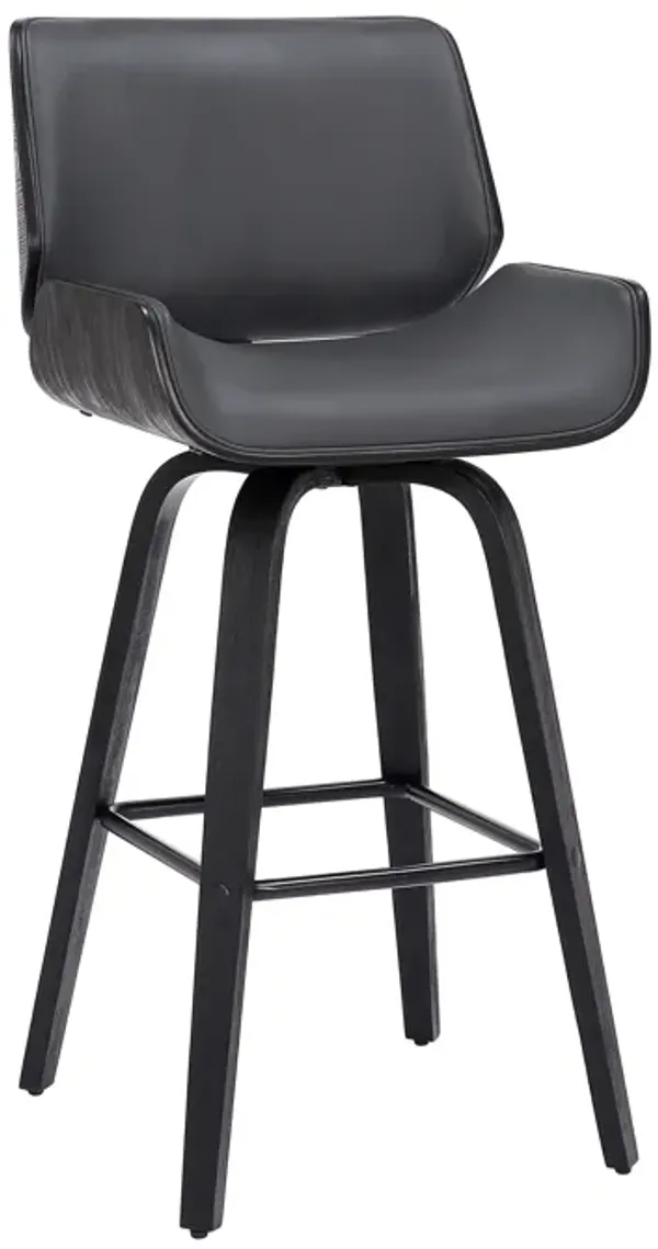 Tyler Bar Height Swivel Brown Faux Leather and Walnut Wood Bar Stool