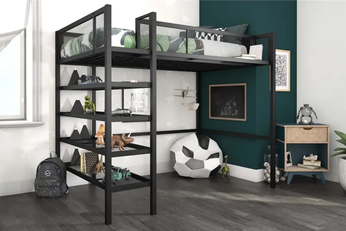 Bloom Storage Loft Bed with Bookcase