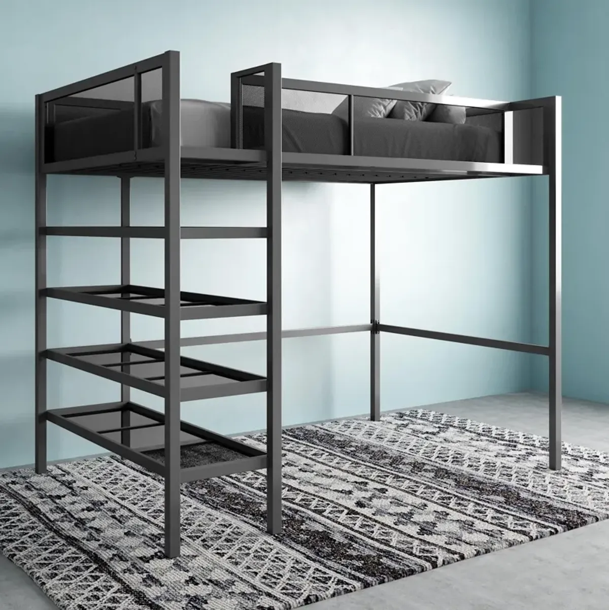 Bloom Storage Loft Bed with Bookcase