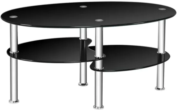 Oval Glass Coffee Table with Tempered Top for Modern Living Rooms