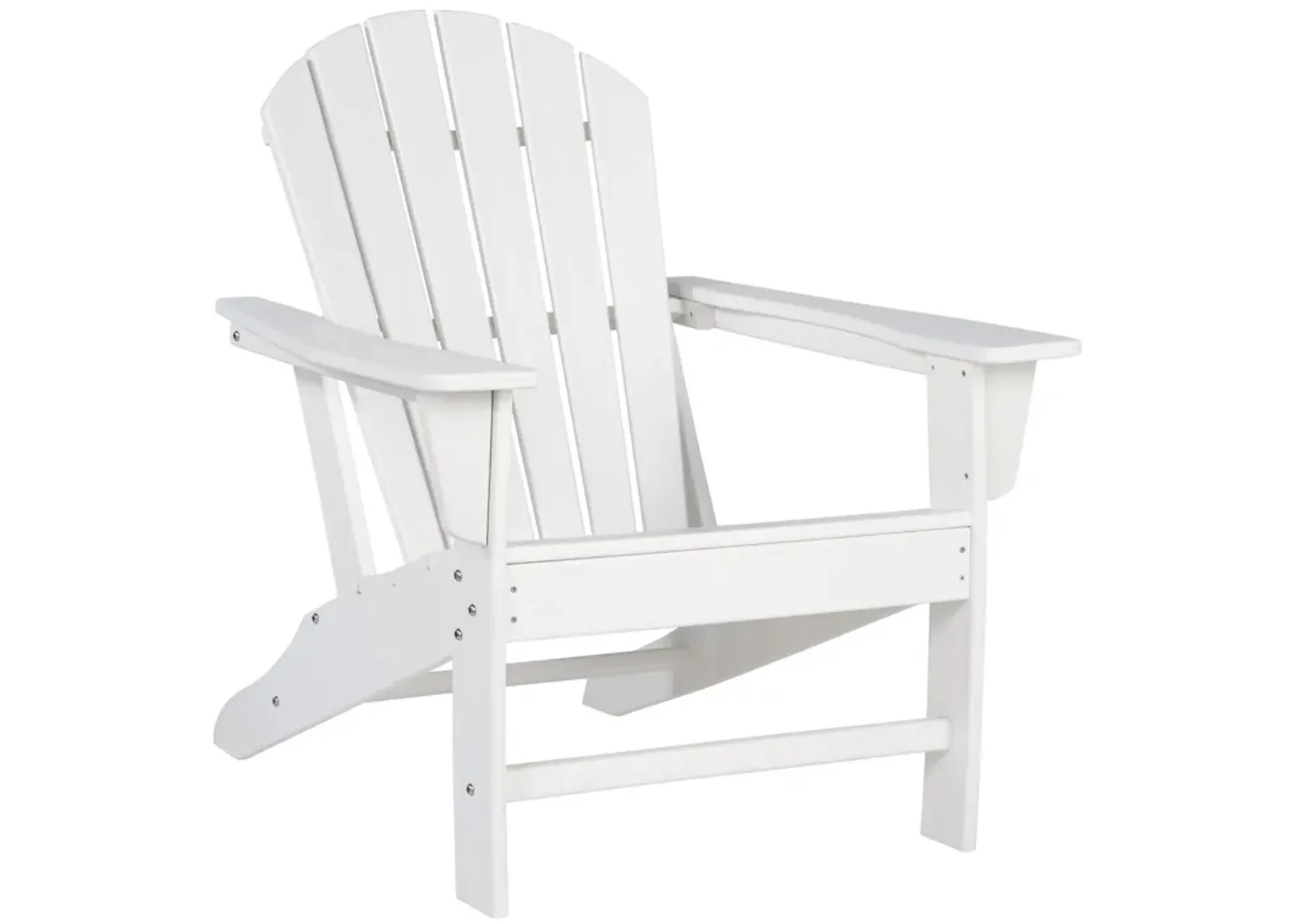 Contemporary Plastic Adirondack Chair with Slatted Back, White-Benzara