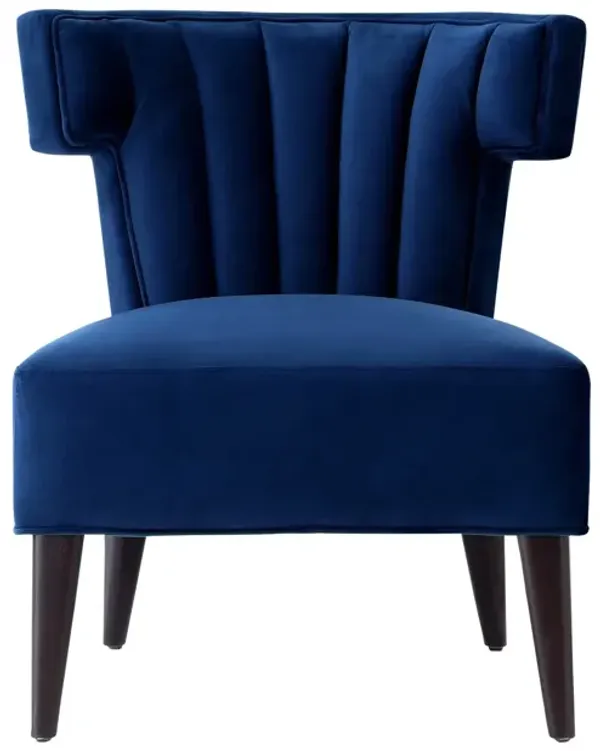Nicole Miller Anders Velvet Accent Chair With Tapered Espresso Legs