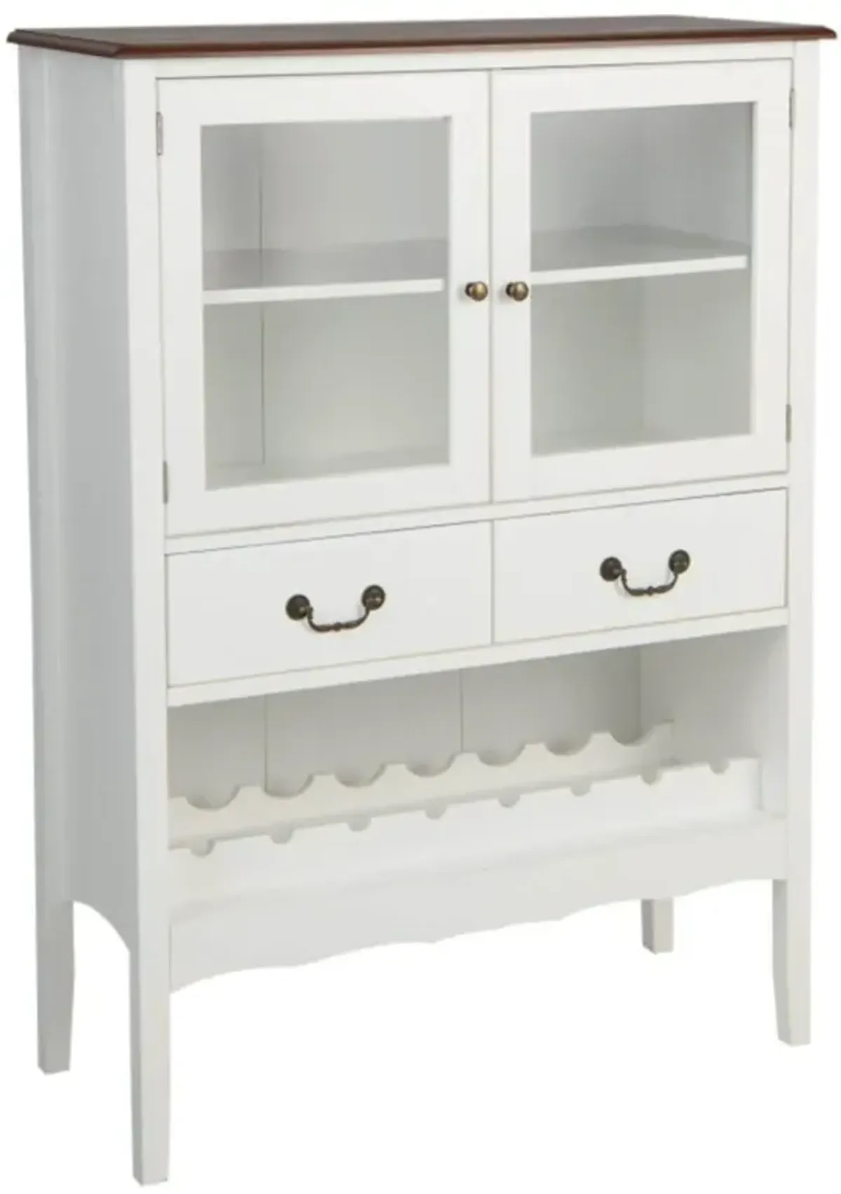 Hivvago Sideboard Buffet Cabinet with 2 Tempered Glass Doors-White