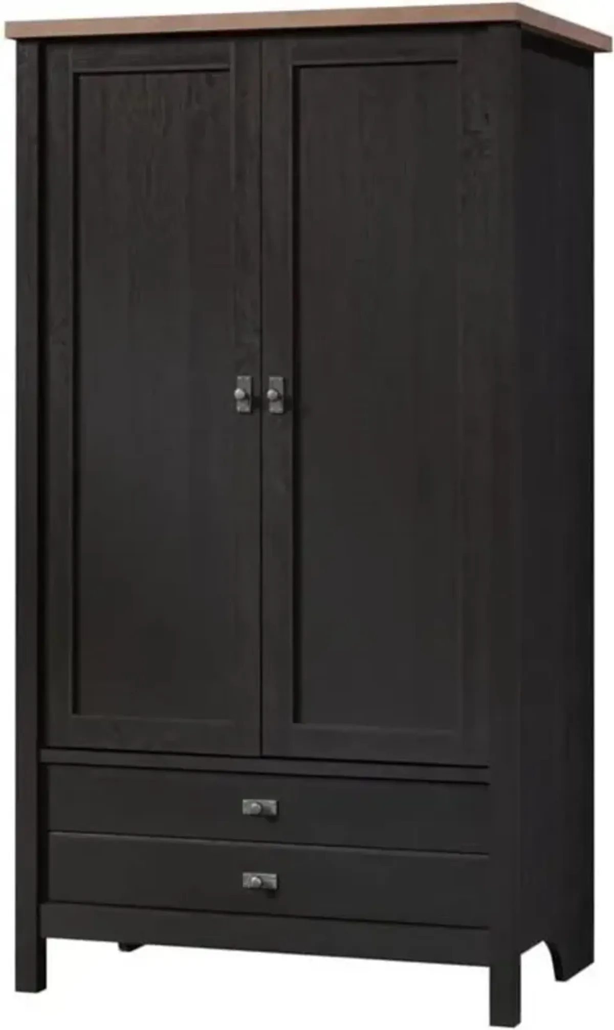 Hivvago FarmHouse Black Oak Drawer and Garment Rod Wardrobe Armoire