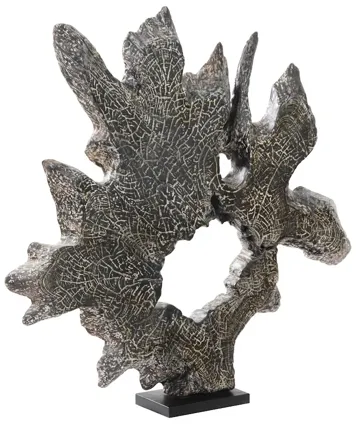 Teak Black Wash Sculpture on Stand
