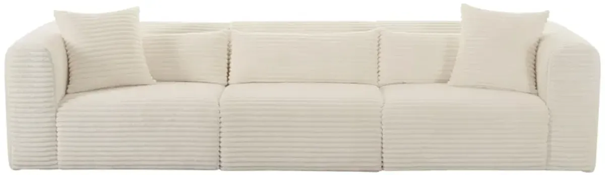 Tarra Fluffy Oversized Cream Corduroy Modular Sofa