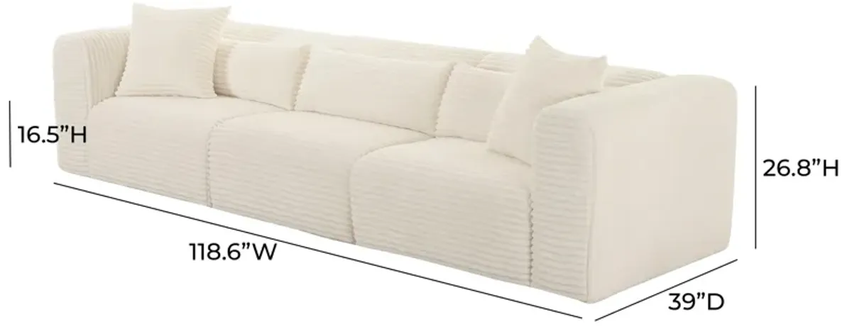 Tarra Fluffy Oversized Cream Corduroy Modular Sofa