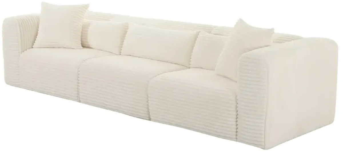 Tarra Fluffy Oversized Cream Corduroy Modular Sofa