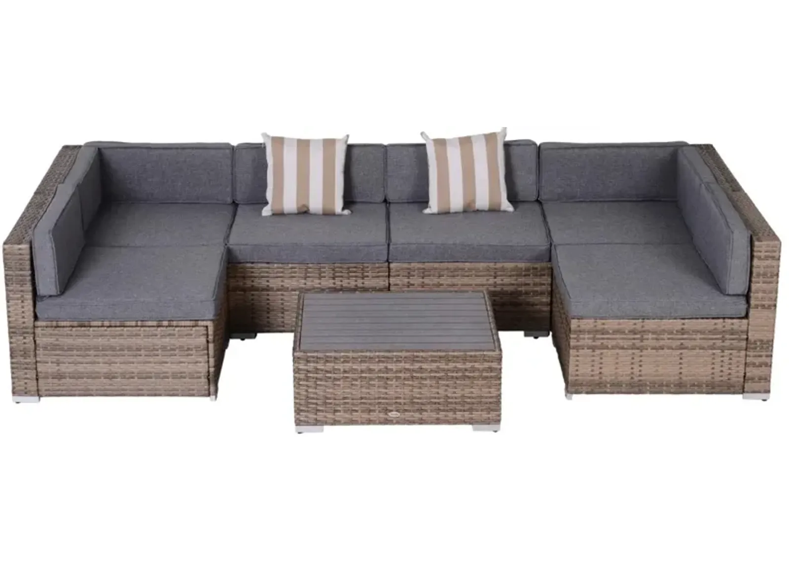 Wicker Patio Furniture Sets,7-Piece Outdoor Sectional- Grey