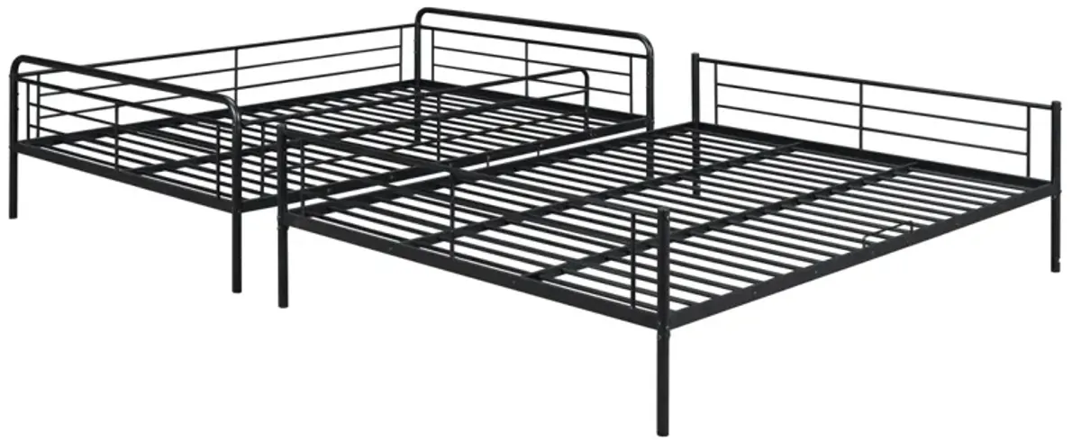 Full XL Over Queen Metal Bunk Bed, Black