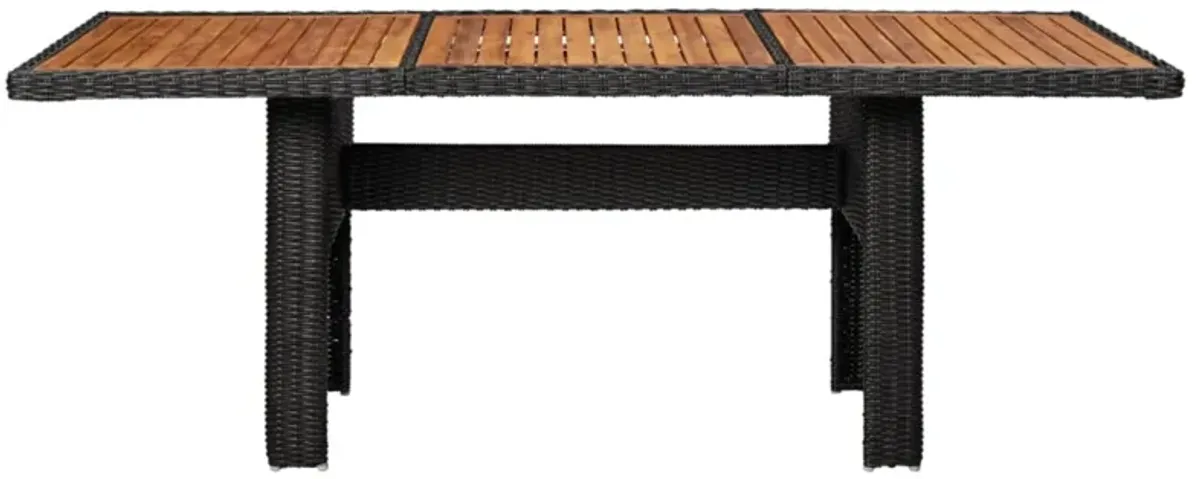 vidaXL Garden Dining Table Black 78.7"x39.4"x29.1" Poly Rattan