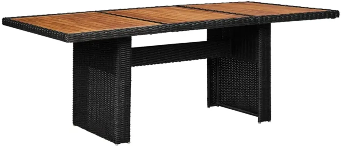 vidaXL Garden Dining Table Black 78.7"x39.4"x29.1" Poly Rattan