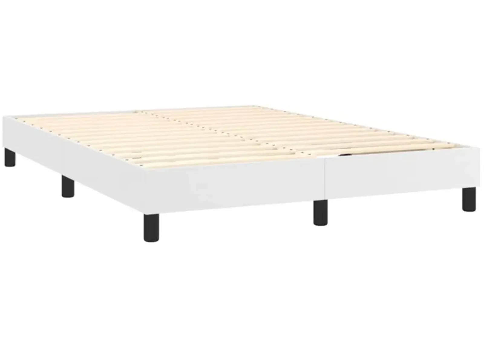 vidaXL Queen-Size Box Spring Bed Frame in White Faux Leather - Modern and Sturdy Bed Frame Suitable for Queen Mattress