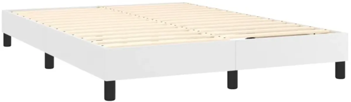 vidaXL Queen-Size Box Spring Bed Frame in White Faux Leather - Modern and Sturdy Bed Frame Suitable for Queen Mattress