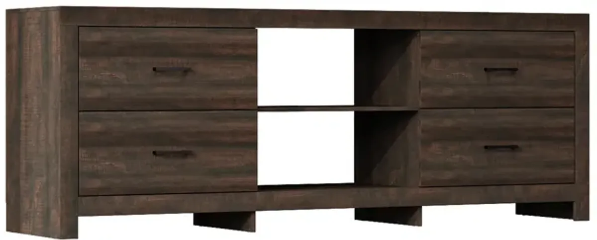 FUFU&GAGA Modern TV Stand with Drawers and Open Shelves, (70.8" W x 15.7" D x 25.6" H), White