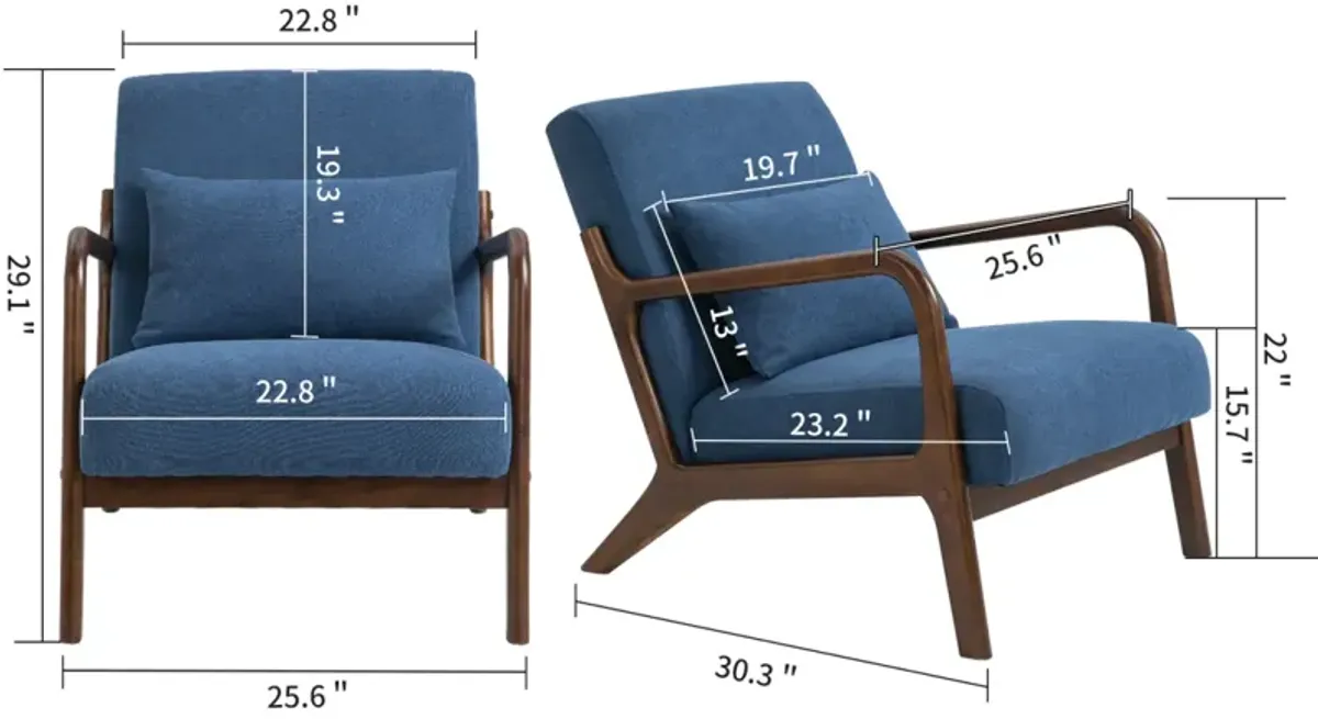 Wooden Frame Accent Chair with Waist Cushion