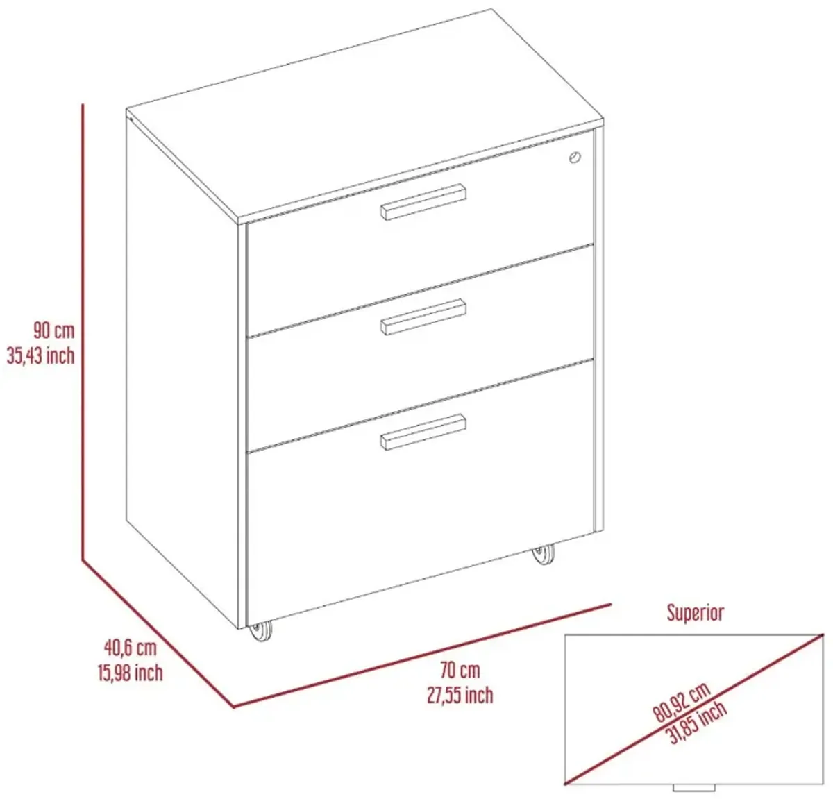 3 Drawers Storage Cabinet Lions, Garage, Black