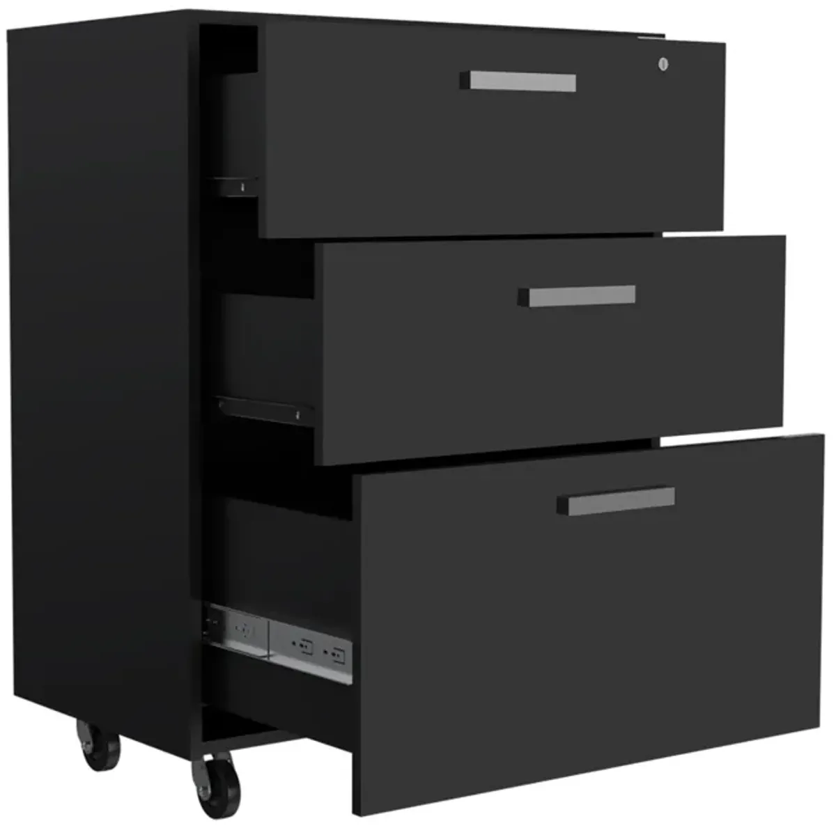 3 Drawers Storage Cabinet Lions, Garage, Black