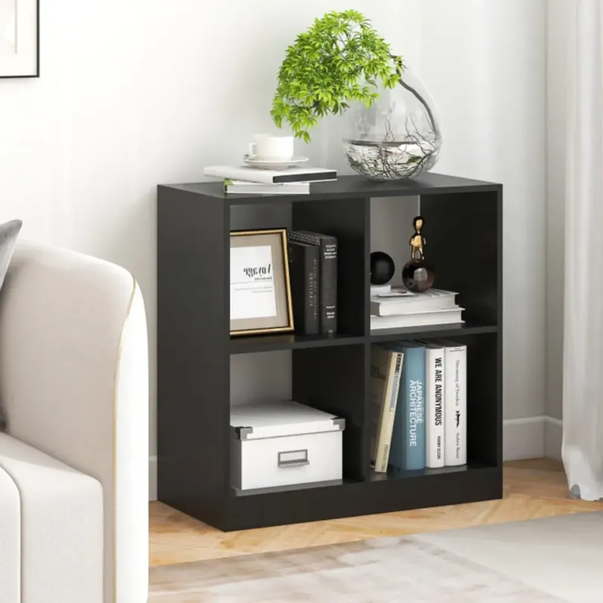 Hivvago 4-Cube Kids Bookcase with Open Shelves