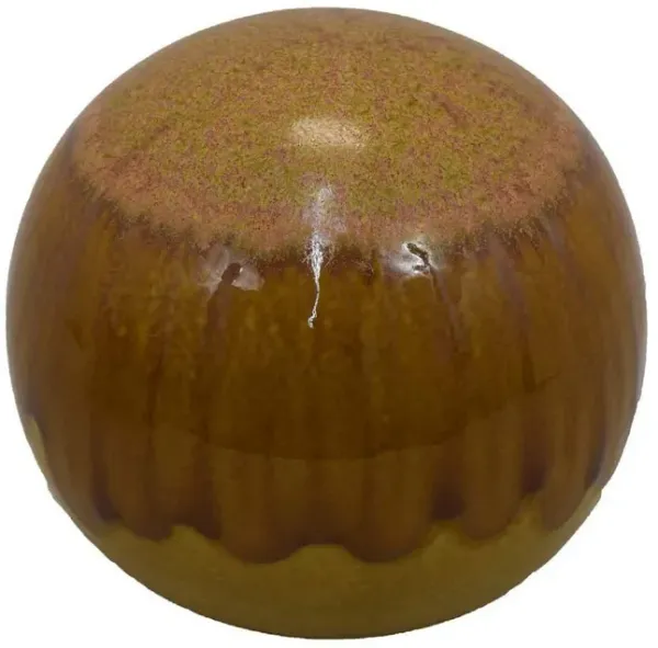 Mary Tabletop Accent Decor, Modern Round Orb, 10 Inch Brown Ceramic - Benzara