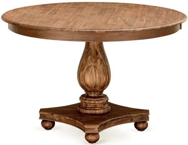 East West Furniture FERRIS, Round Dining Table with Pedestal, Rustic Rubberwood Table in Sandblasting Antique Walnut Finish, 48 Inch