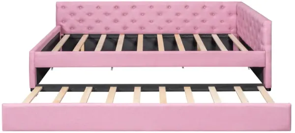 Merax Upholstered Tufted Button Daybed Bed with Trundle