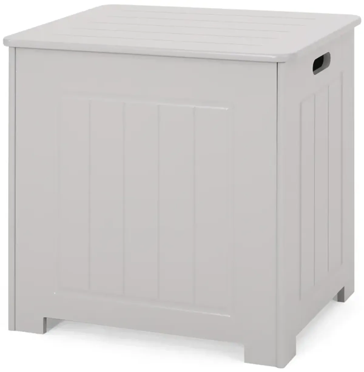 Tomo Laundry Hamper Bathroom Cabinet, Flip Top Storage, Gray - Benzara