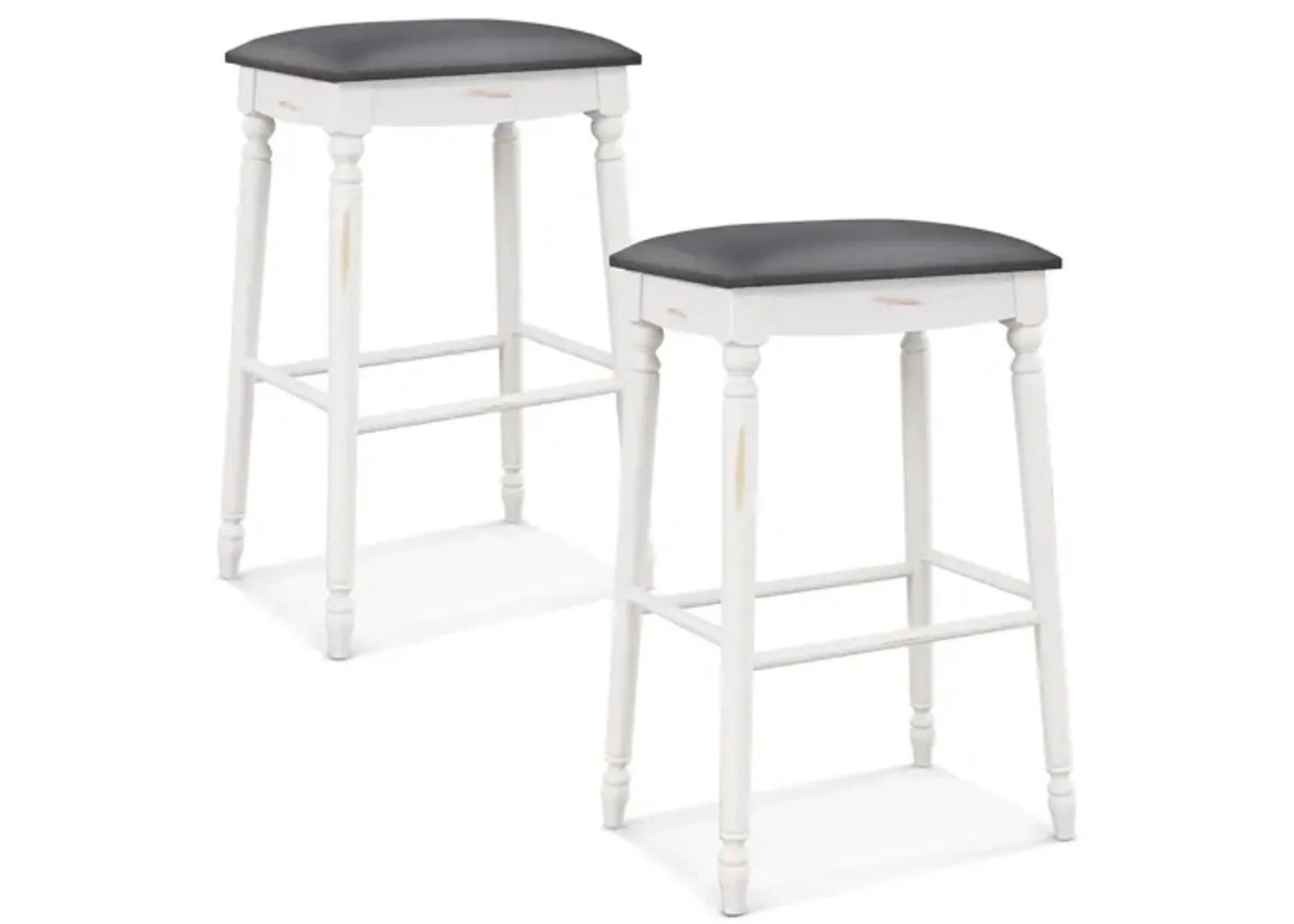 29 Inch Bar Stool Set of 2 with Padded Seat Cushions and Wood Legs