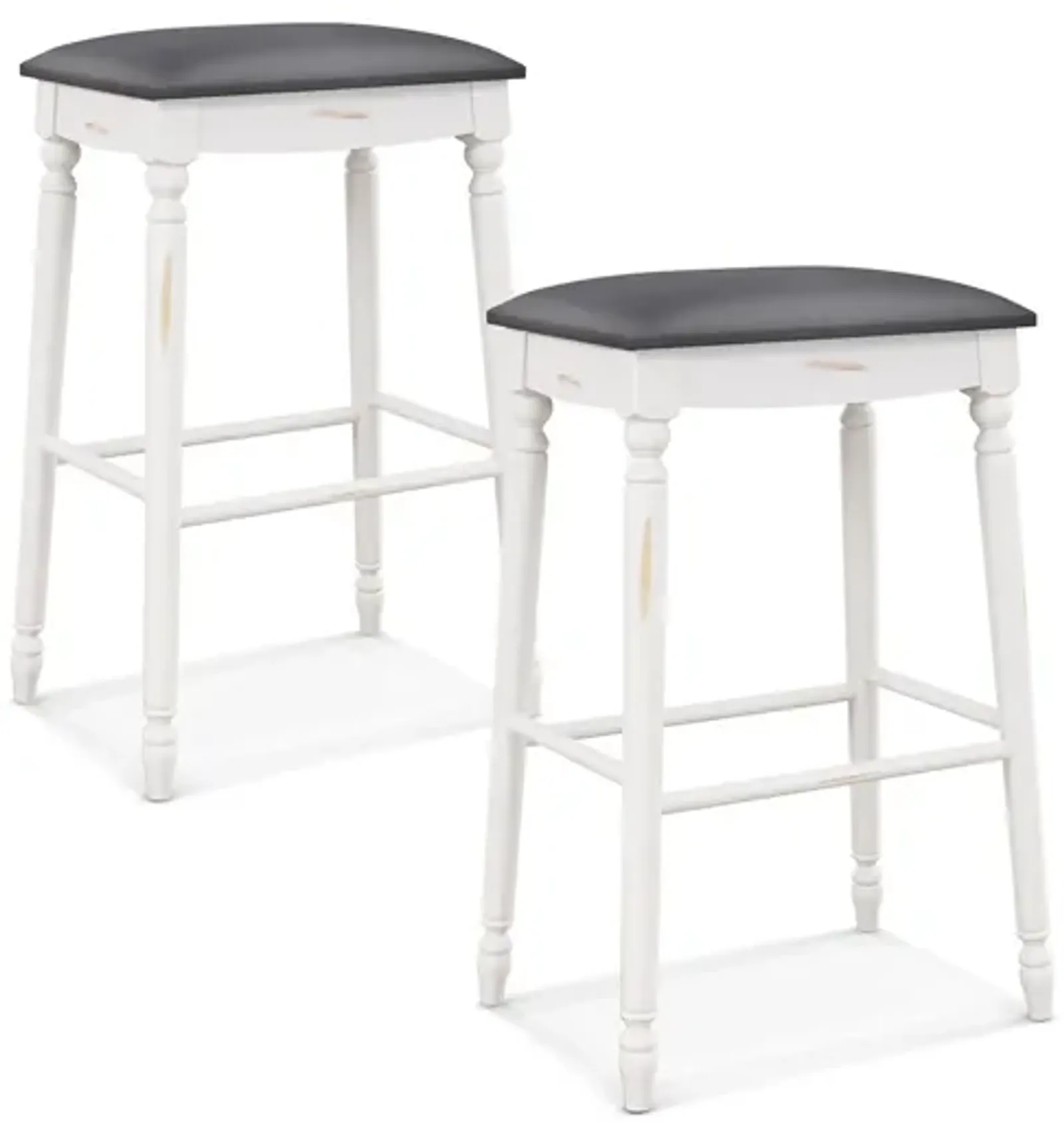 29 Inch Bar Stool Set of 2 with Padded Seat Cushions and Wood Legs