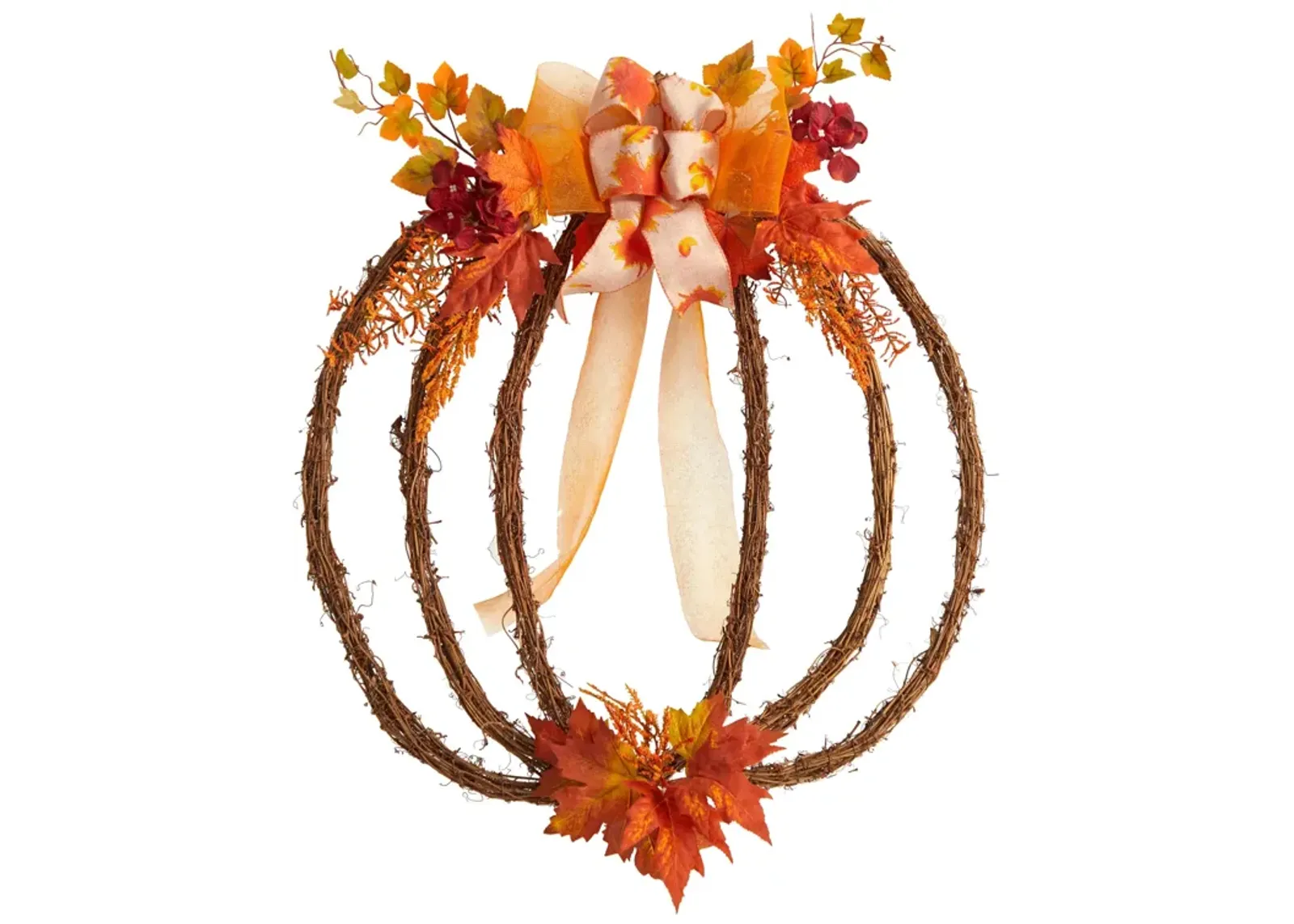 HomPlanti 26" Autumn Pumpkin Artificial Vine Fall Wreath