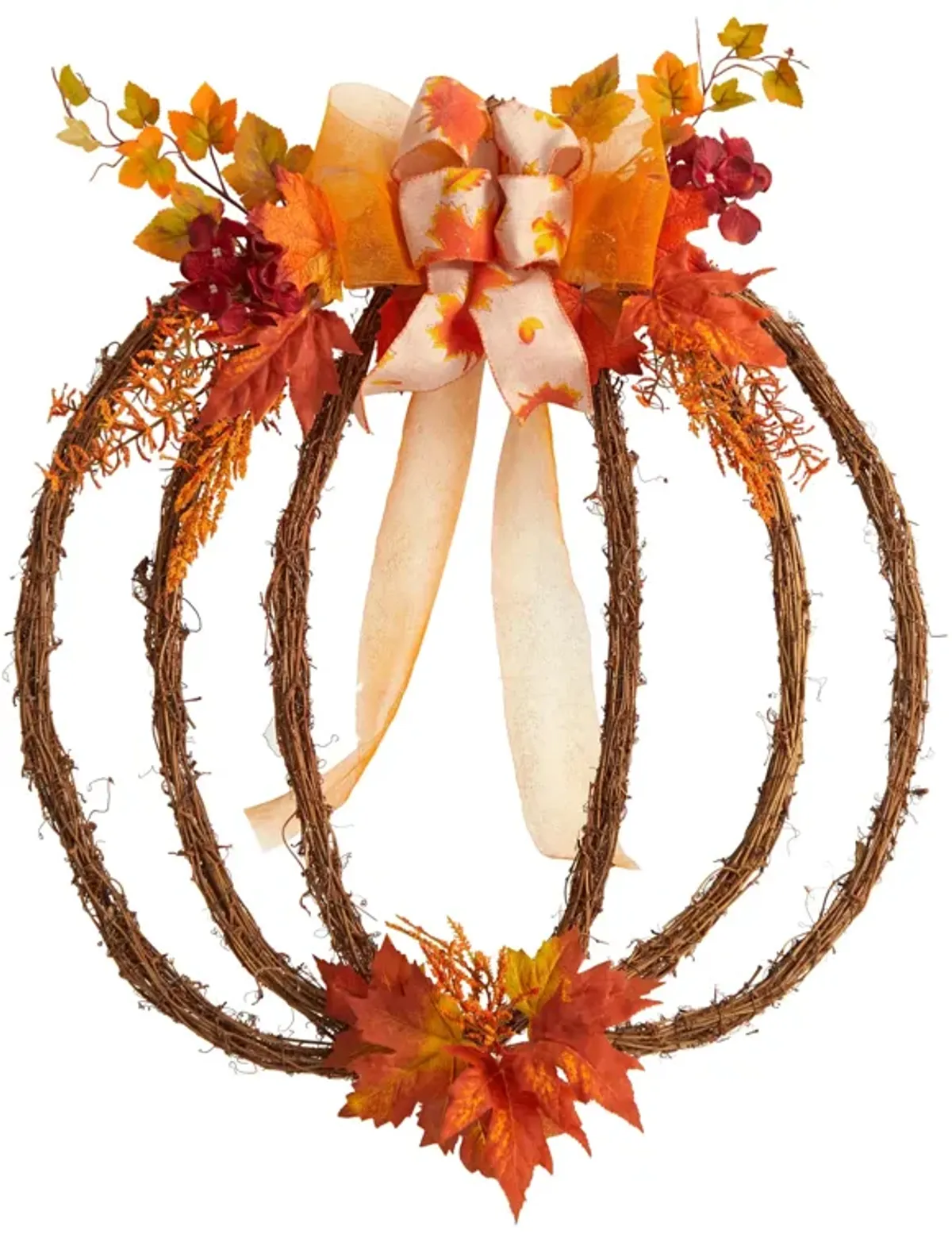 HomPlanti 26" Autumn Pumpkin Artificial Vine Fall Wreath