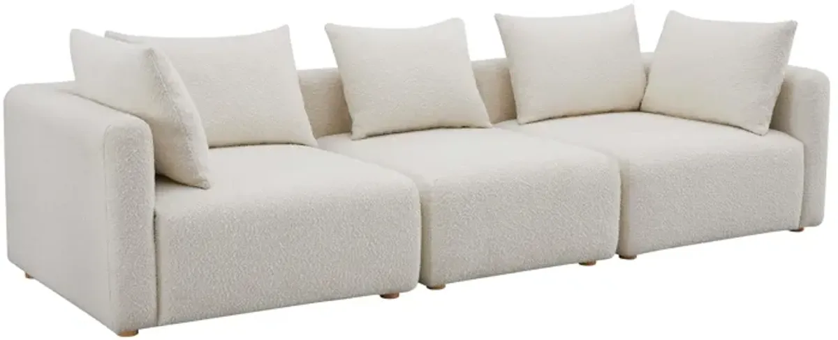 Hangover Cream Heavy Textured Fabric 145" Long Sofa