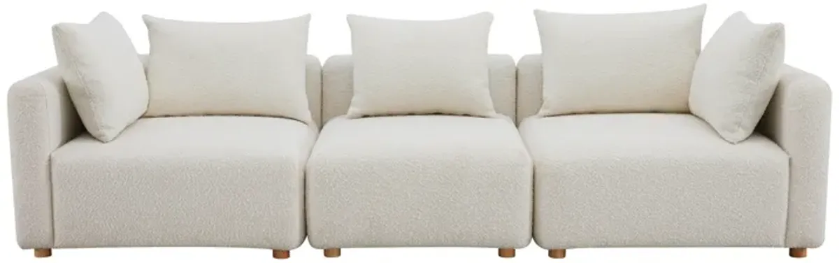 Hangover Cream Heavy Textured Fabric 145" Long Sofa