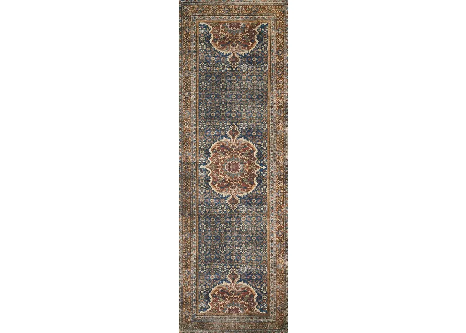 Layla LAY09 Cobalt Blue/Spice 2' x 5' Rug