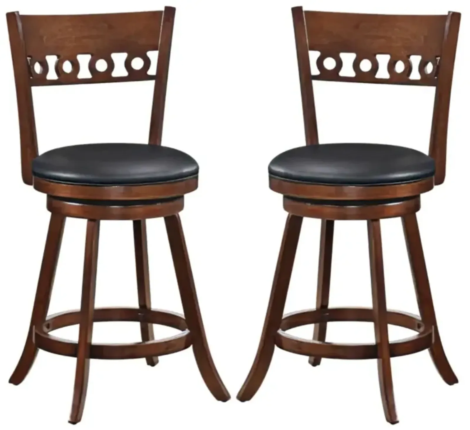 Hivvago Set of 2 Swivel Bar Stools with Rubber Wood Frame