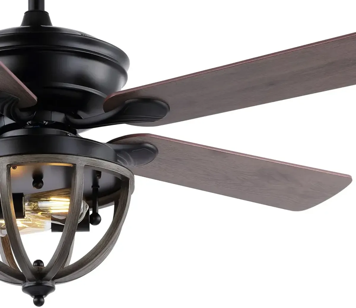 Jasper 2-Light Farmhouse Industrial Iron Dome Shade LED Ceiling Fan With Remote