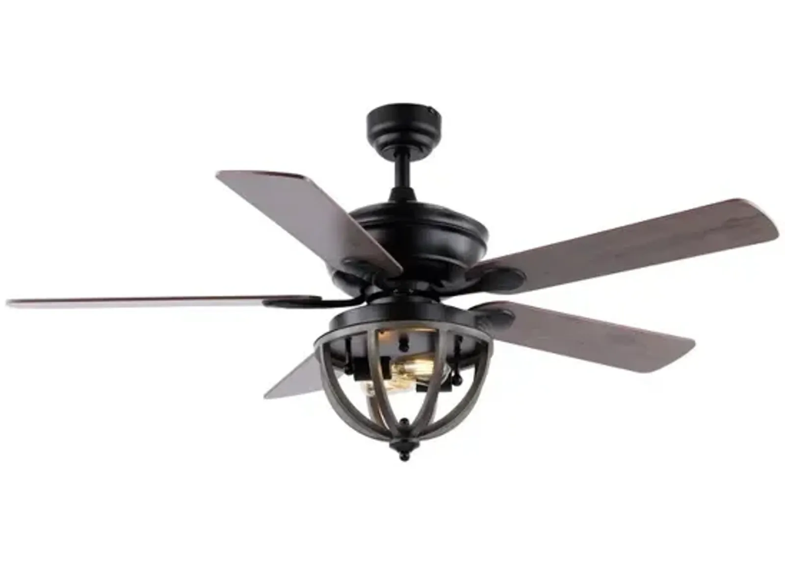 Jasper 2-Light Farmhouse Industrial Iron Dome Shade LED Ceiling Fan With Remote