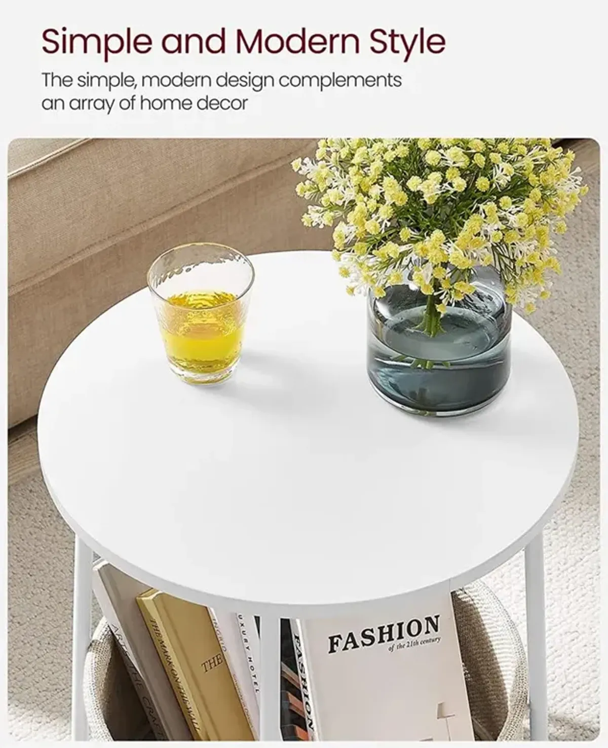 Modern Nightstand with Fabric Basket for Stylish and Functional Storage